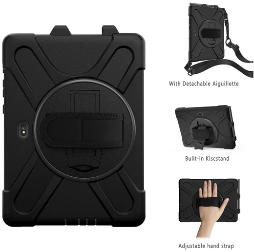 Samsung Galaxy Tab Active5 Pro Hoes Back Cover met Kickstand en Handriem Zwart afbeelding 3