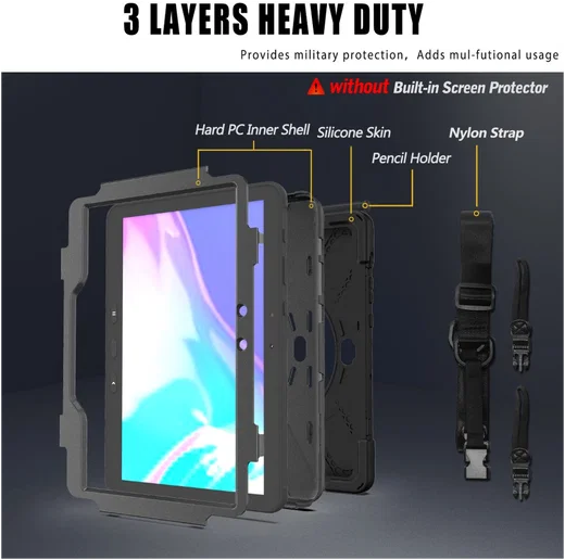 Samsung Galaxy Tab Active5 Pro Hoes Back Cover met Kickstand en Handriem Zwart afbeelding 8
