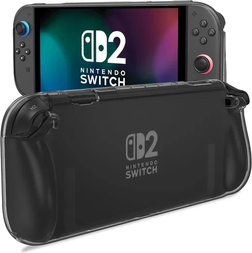 Nintendo Switch 2 Hoesje TPU Back Cover Case Transparant Zwart afbeelding 1