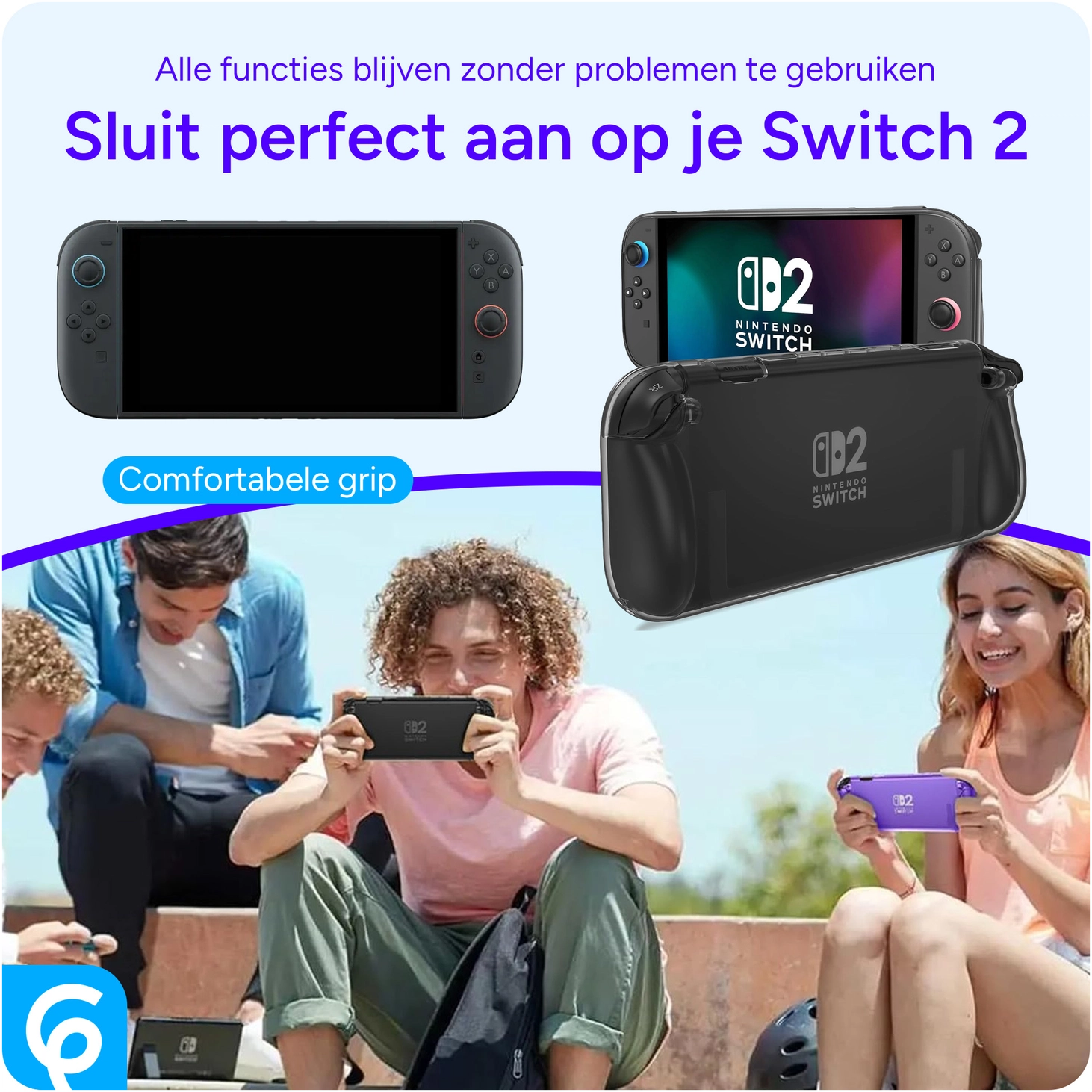 Nintendo Switch 2 Hoesje TPU Back Cover Case Transparant Zwart afbeelding 3