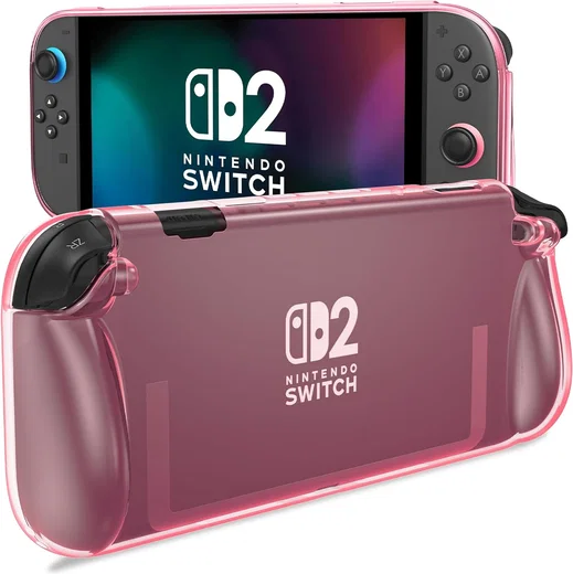 Nintendo Switch 2 Hoesje TPU Back Cover Case Transparant Roze afbeelding 1