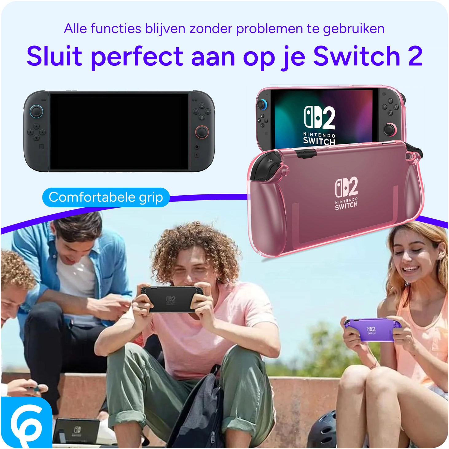 Nintendo Switch 2 Hoesje TPU Back Cover Case Transparant Roze afbeelding 3