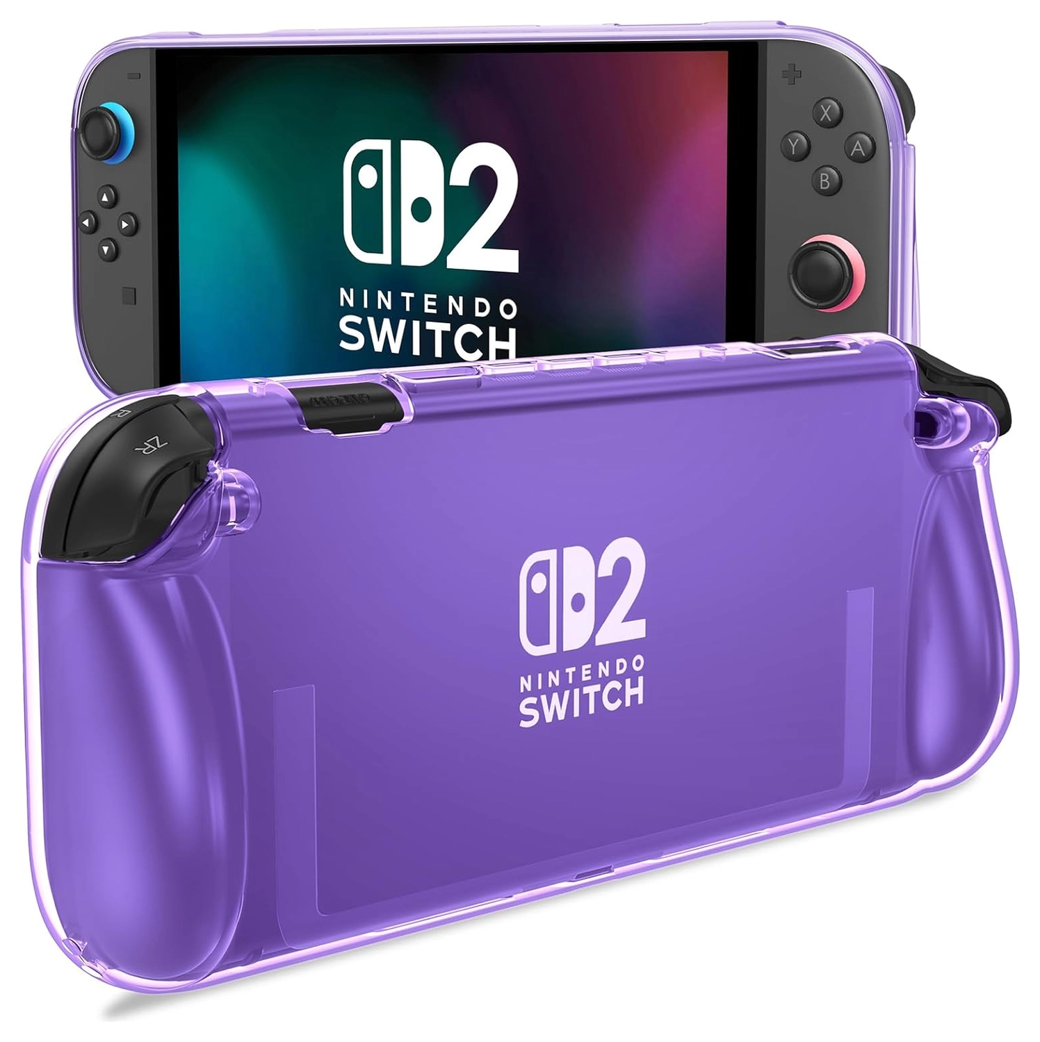 Nintendo Switch 2 Hoesje TPU Back Cover Case Transparant Paars afbeelding 1