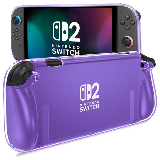 Nintendo Switch 2 Hoesje TPU Back Cover Case Transparant Paars afbeelding 1