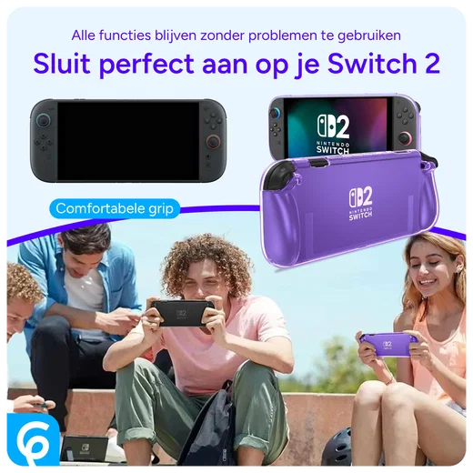 Nintendo Switch 2 Hoesje TPU Back Cover Case Transparant Paars afbeelding 3