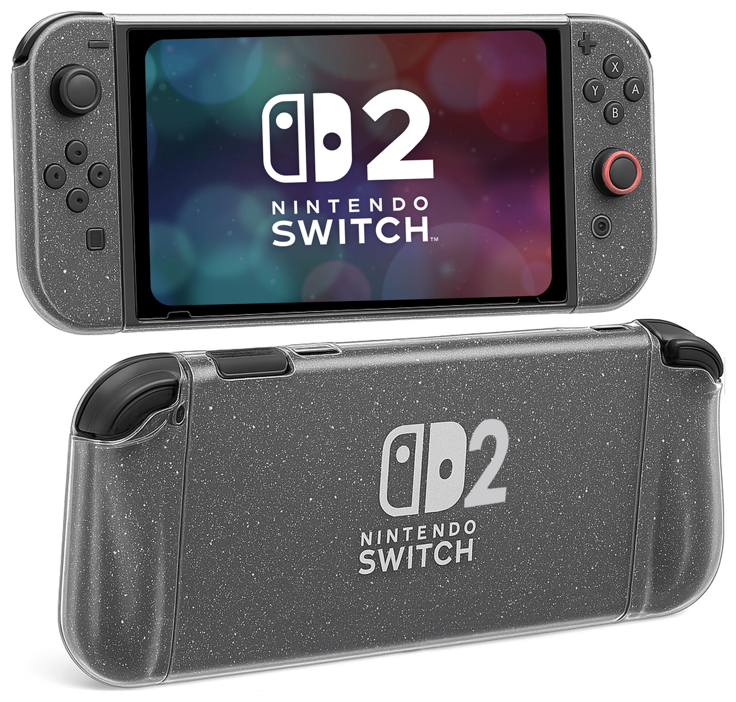 Nintendo Switch 2 Hoesje TPU Back Cover Case Transparant Glitter afbeelding 1