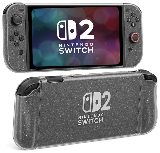 Nintendo Switch 2 Hoesje TPU Back Cover Case Transparant Glitter afbeelding 1