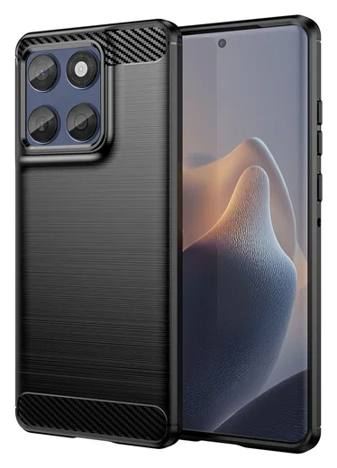 Motorola Edge 60 Fusion Hoesje Geborsteld TPU Flexibele Back Cover Zwart afbeelding 1