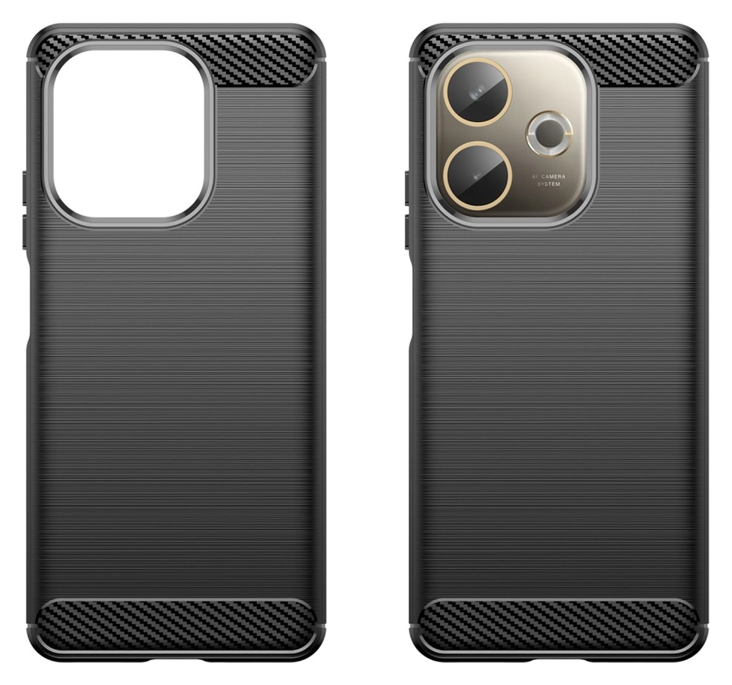 Oppo A5 Pro Hoesje Geborsteld TPU Flexibele Back Cover Zwart afbeelding 2