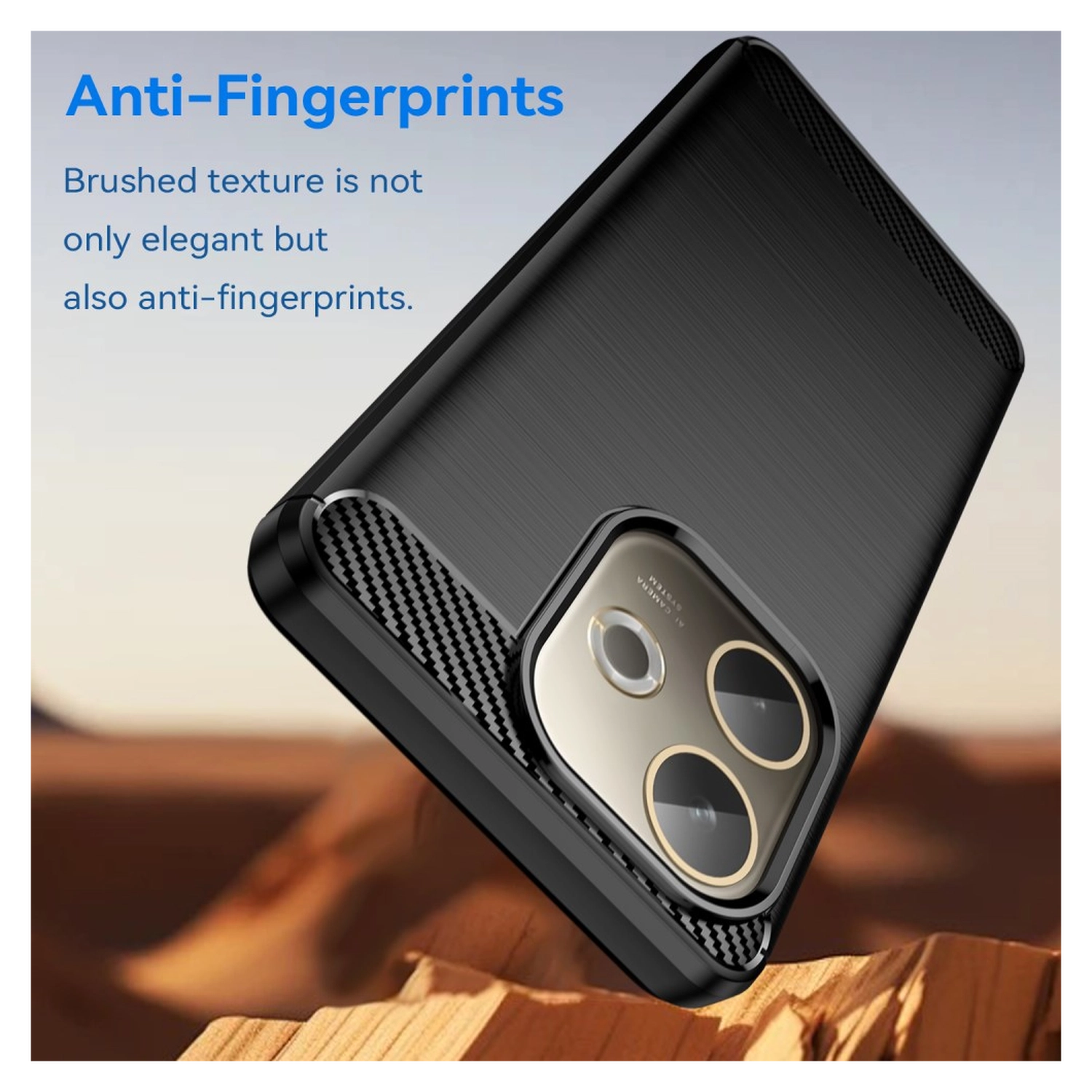 Oppo A5 Pro Hoesje Geborsteld TPU Flexibele Back Cover Zwart afbeelding 4