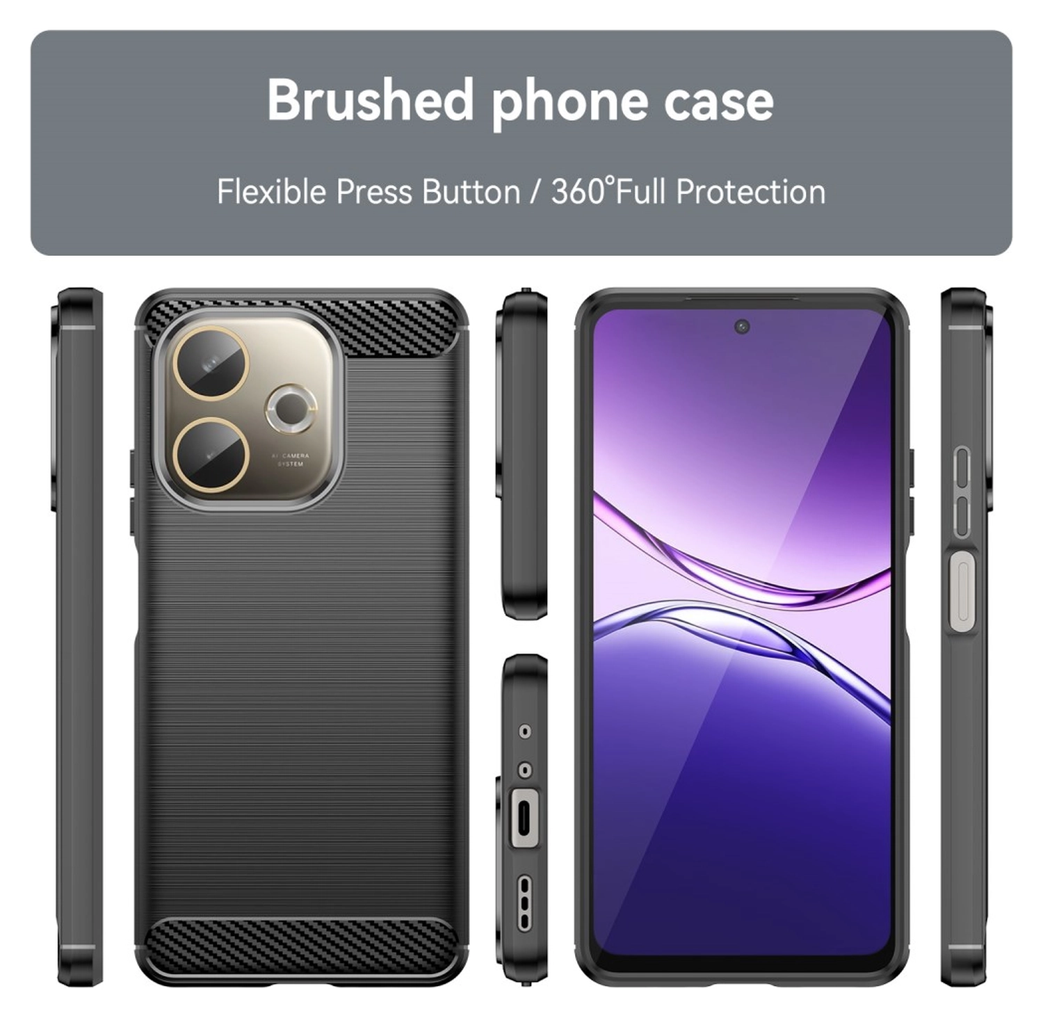 Oppo A5 Pro Hoesje Geborsteld TPU Flexibele Back Cover Zwart afbeelding 8