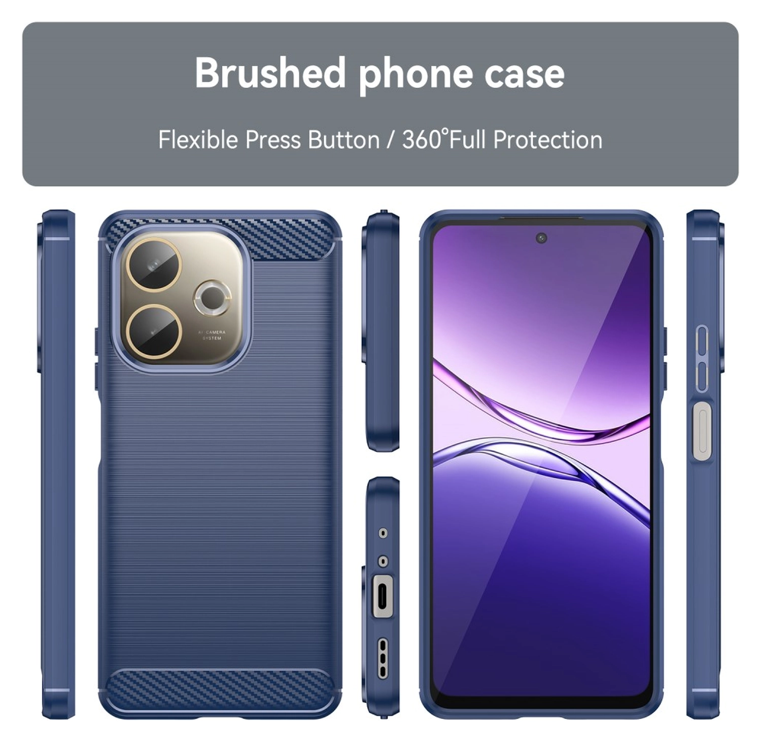 Oppo A5 Pro Hoesje Geborsteld TPU Flexibele Back Cover Blauw afbeelding 8