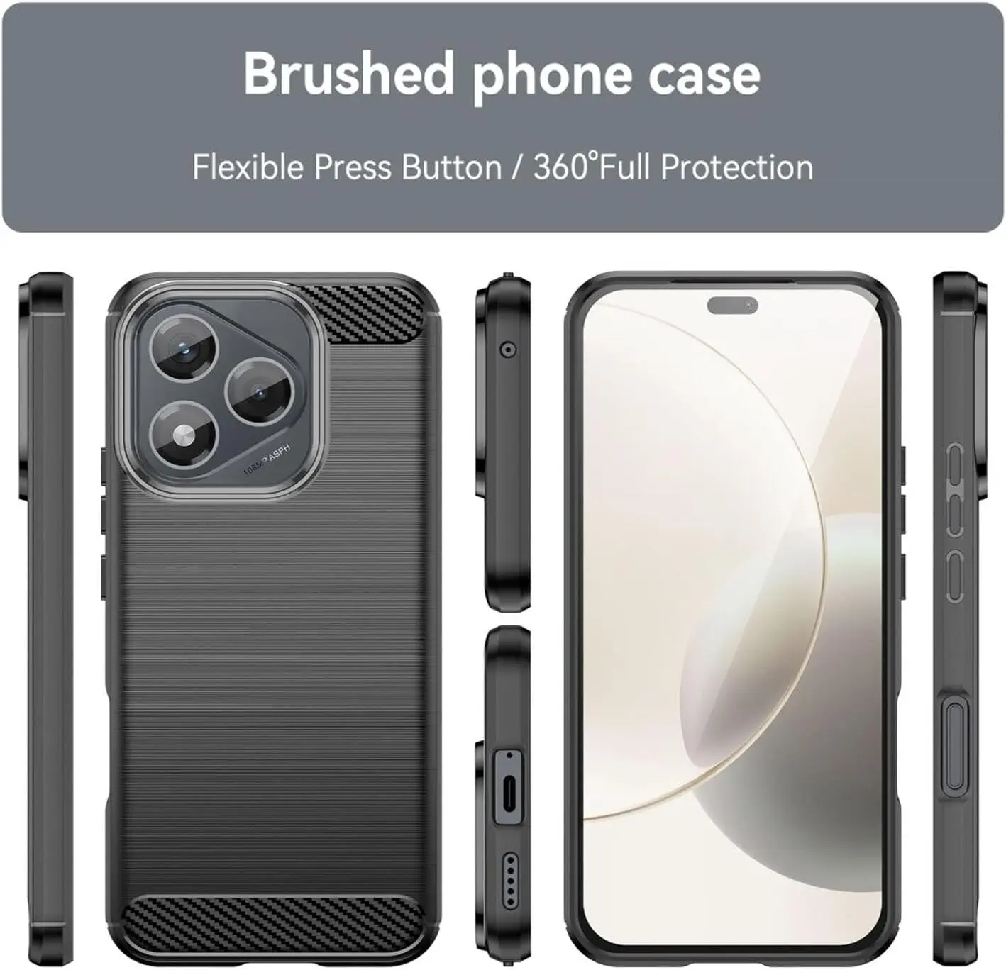 Honor 400 Lite Hoesje Geborsteld TPU Flexibele Back Cover Zwart afbeelding 10