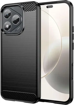 Honor 400 Lite Hoesje Geborsteld TPU Flexibele Back Cover Zwart