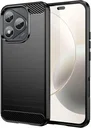 Honor 400 Lite Hoesje Geborsteld TPU Flexibele Back Cover Zwart