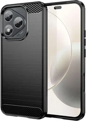 Honor 400 Lite Hoesje Geborsteld TPU Flexibele Back Cover Zwart afbeelding