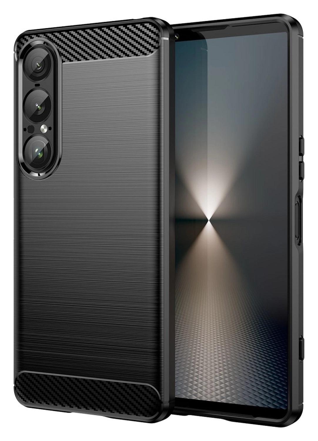 Sony Xperia 1 VII Hoesje Geborsteld TPU Flexibele Back Cover Zwart afbeelding 1