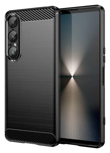 Sony Xperia 1 VII Hoesje Geborsteld TPU Flexibele Back Cover Zwart afbeelding 1