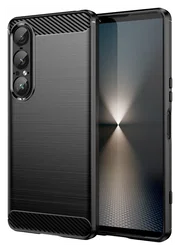 Sony Xperia 1 VII Hoesje Geborsteld TPU Flexibele Back Cover Zwart afbeelding