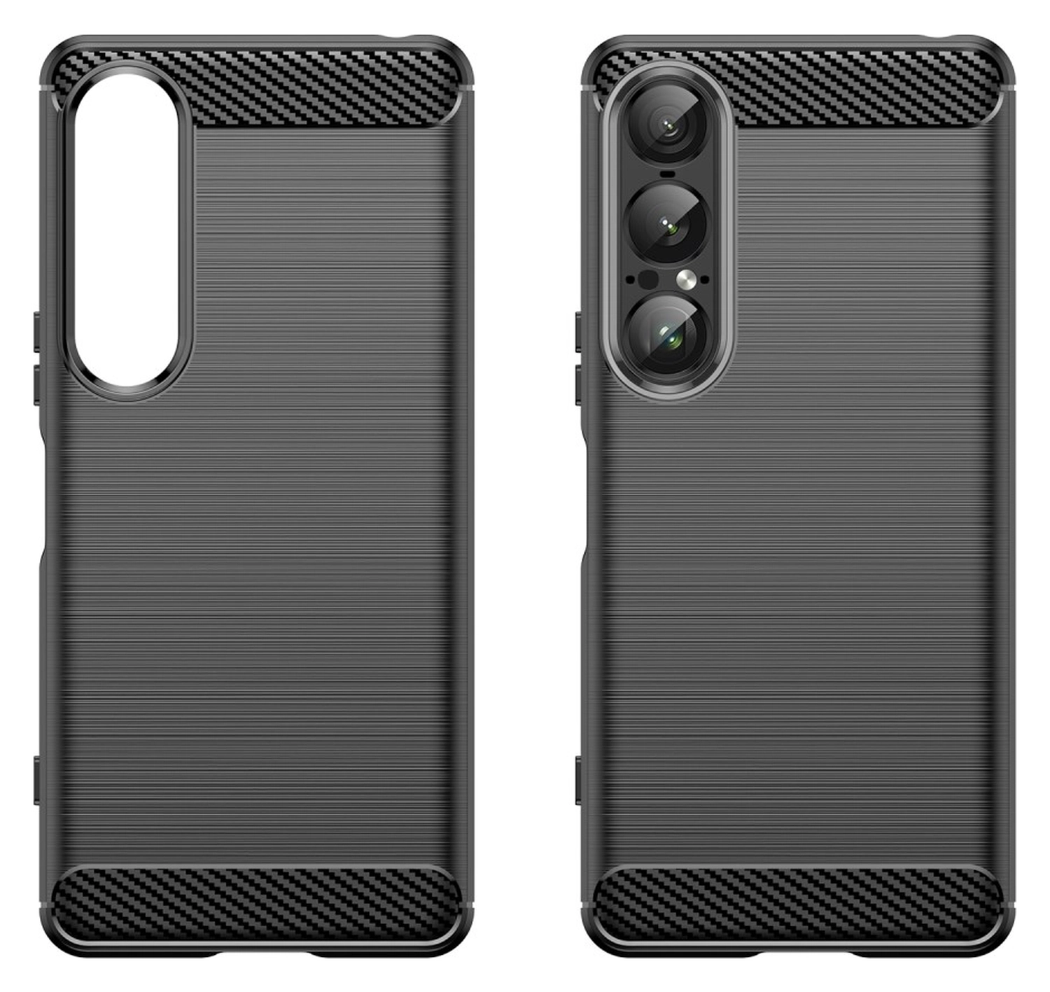 Sony Xperia 1 VII Hoesje Geborsteld TPU Flexibele Back Cover Zwart afbeelding 2