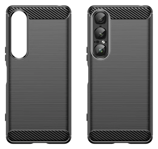 Sony Xperia 1 VII Hoesje Geborsteld TPU Flexibele Back Cover Zwart afbeelding 2