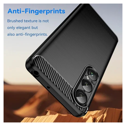 Sony Xperia 1 VII Hoesje Geborsteld TPU Flexibele Back Cover Zwart afbeelding 4