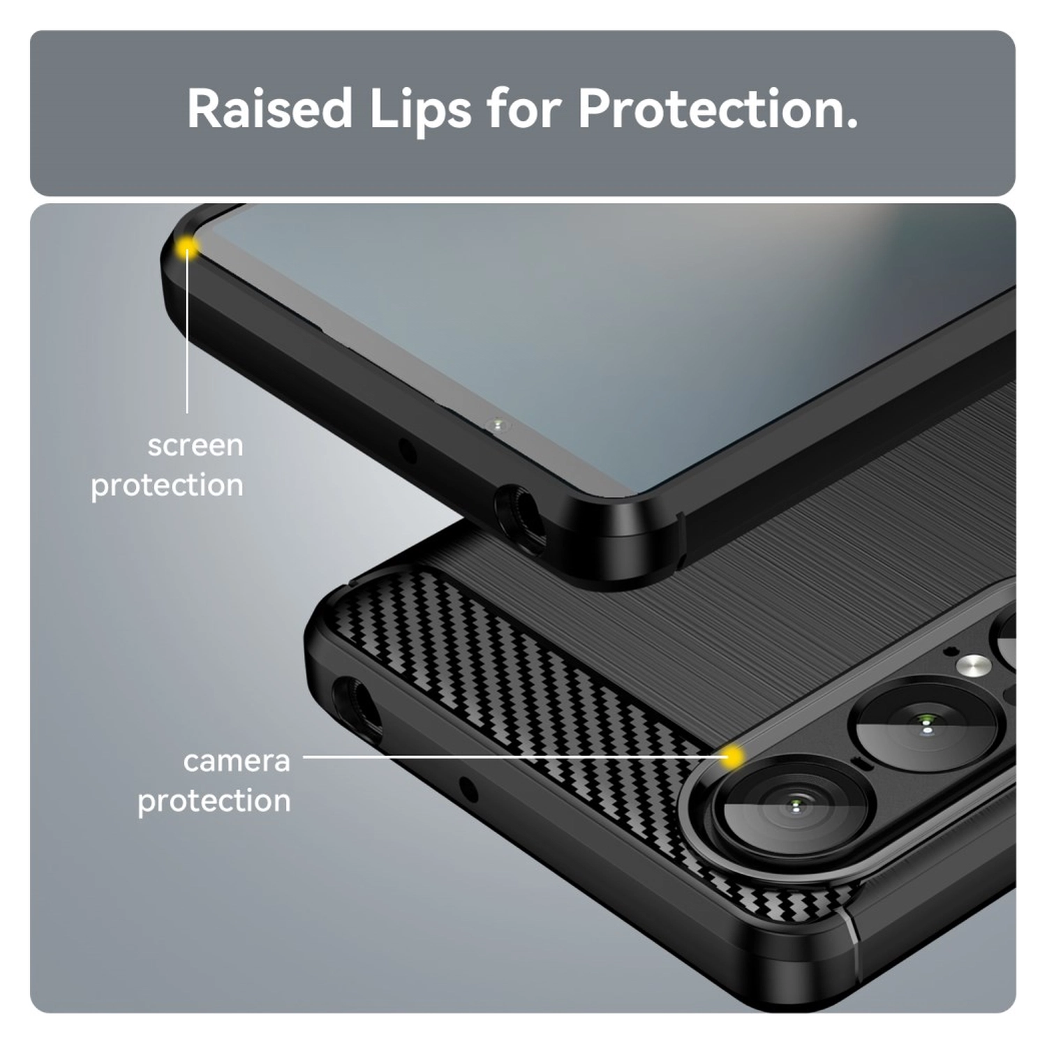 Sony Xperia 1 VII Hoesje Geborsteld TPU Flexibele Back Cover Zwart afbeelding 7