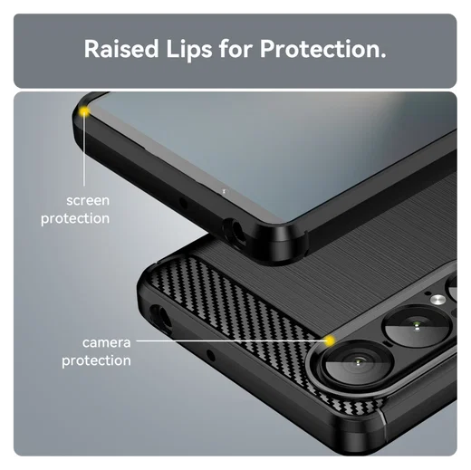 Sony Xperia 1 VII Hoesje Geborsteld TPU Flexibele Back Cover Zwart afbeelding 7