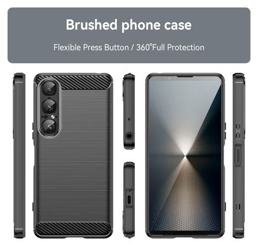 Sony Xperia 1 VII Hoesje Geborsteld TPU Flexibele Back Cover Zwart afbeelding 8