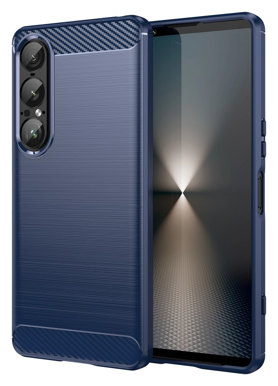Sony Xperia 1 VII Hoesje Geborsteld TPU Flexibele Back Cover Blauw afbeelding 1