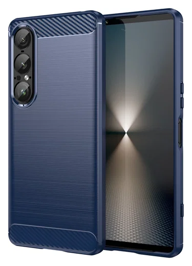 Sony Xperia 1 VII Hoesje Geborsteld TPU Flexibele Back Cover Blauw afbeelding 1