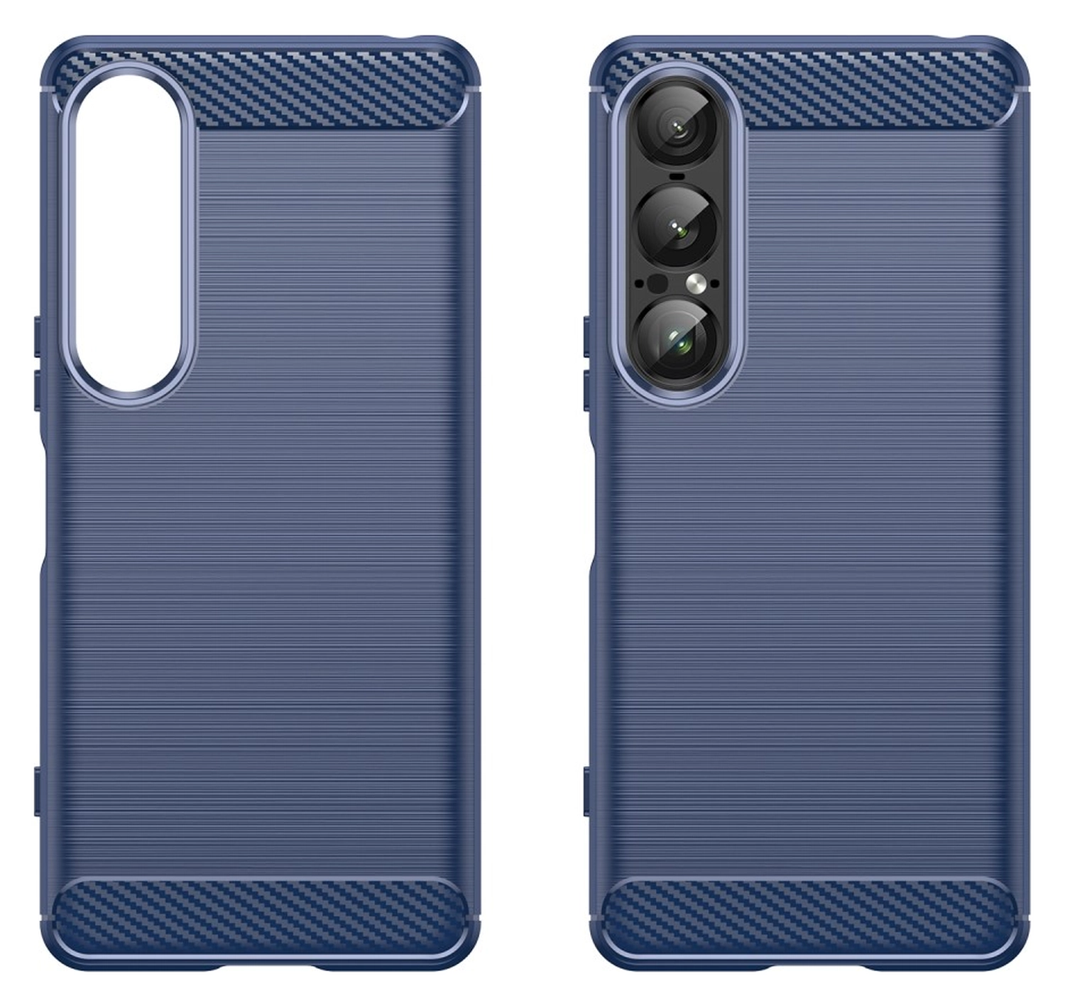 Sony Xperia 1 VII Hoesje Geborsteld TPU Flexibele Back Cover Blauw afbeelding 2