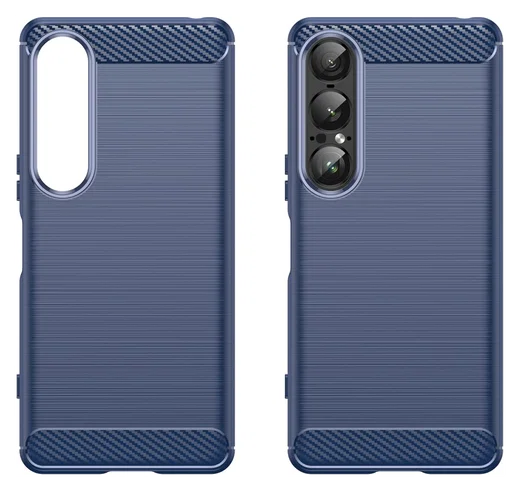 Sony Xperia 1 VII Hoesje Geborsteld TPU Flexibele Back Cover Blauw afbeelding 2