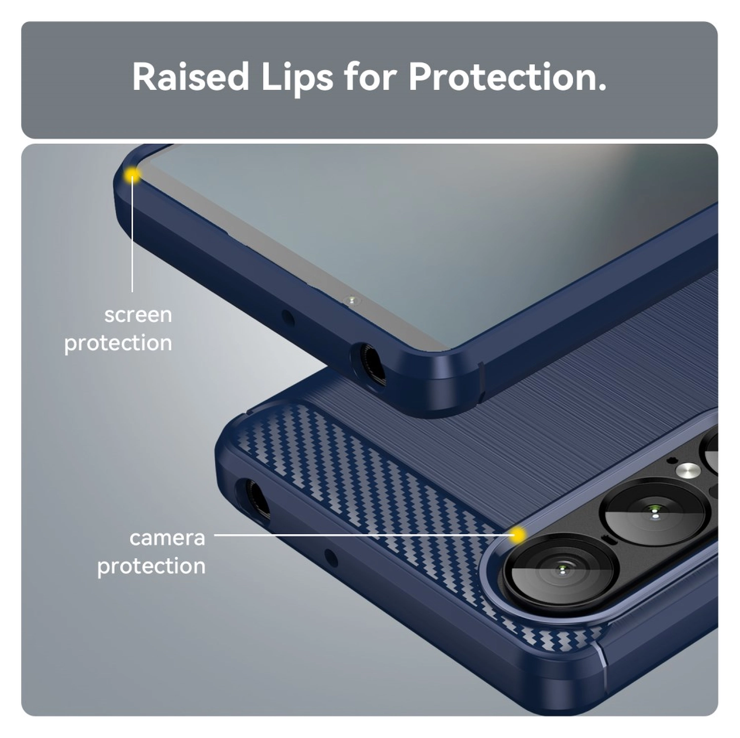 Sony Xperia 1 VII Hoesje Geborsteld TPU Flexibele Back Cover Blauw afbeelding 7