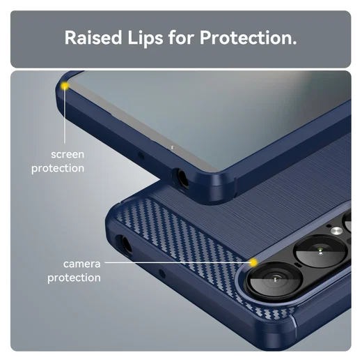 Sony Xperia 1 VII Hoesje Geborsteld TPU Flexibele Back Cover Blauw afbeelding 7