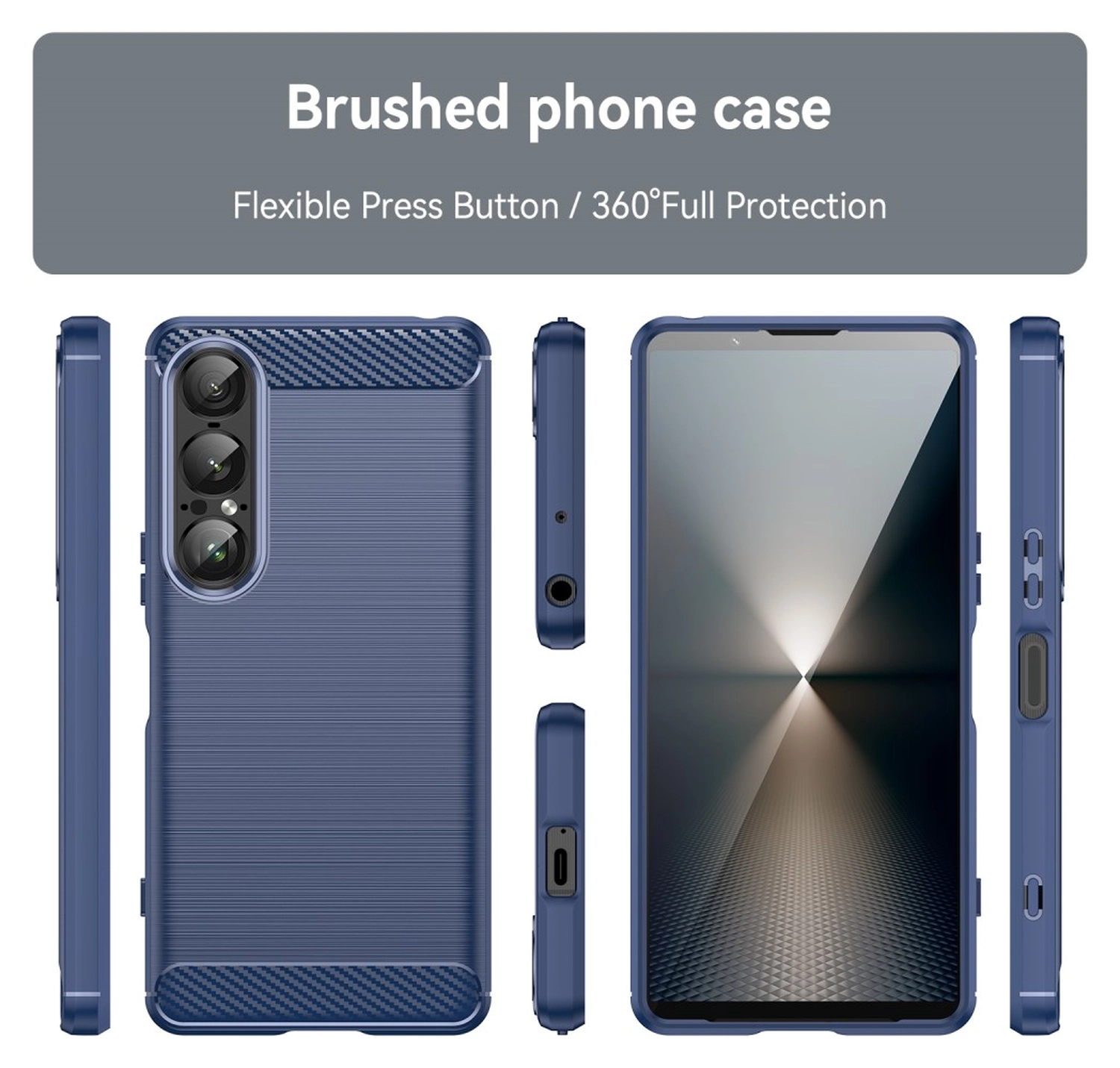 Sony Xperia 1 VII Hoesje Geborsteld TPU Flexibele Back Cover Blauw afbeelding 8