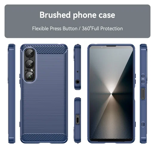 Sony Xperia 1 VII Hoesje Geborsteld TPU Flexibele Back Cover Blauw afbeelding 8
