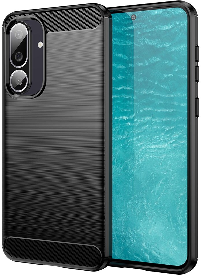 Samsung Galaxy M56 Hoesje Geborsteld TPU Flexibele Back Cover Zwart afbeelding 1