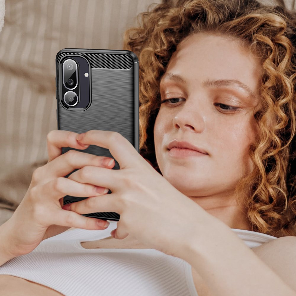 Samsung Galaxy M56 Hoesje Geborsteld TPU Flexibele Back Cover Zwart afbeelding 8
