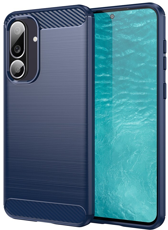 Samsung Galaxy M56 Hoesje Geborsteld TPU Flexibele Back Cover Blauw afbeelding 1