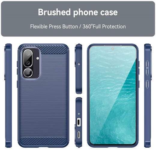Samsung Galaxy M56 Hoesje Geborsteld TPU Flexibele Back Cover Blauw afbeelding 9