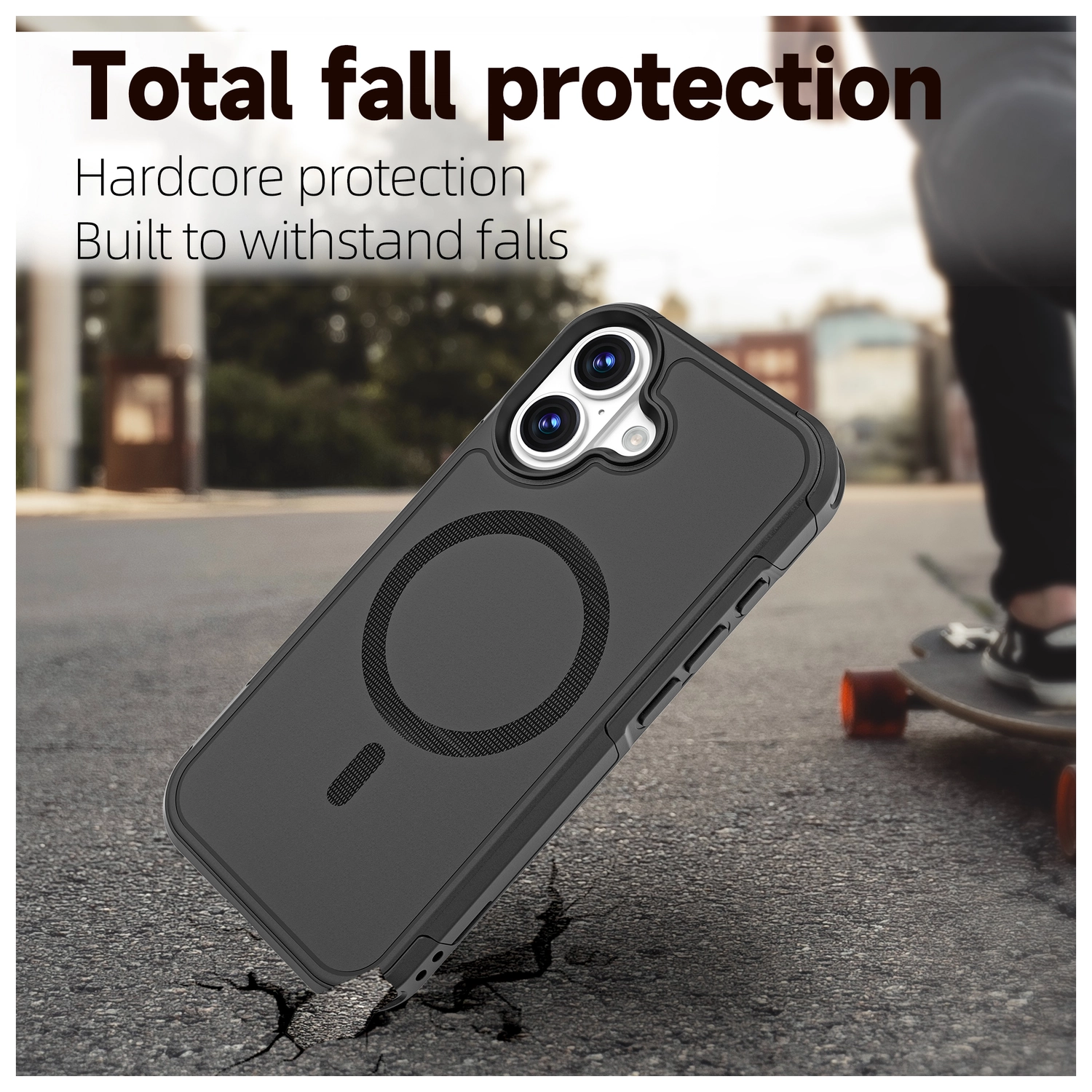 Apple iPhone 17 Hoesje Dual-Layer Hybride Back Cover met MagSafe Zwart afbeelding 5