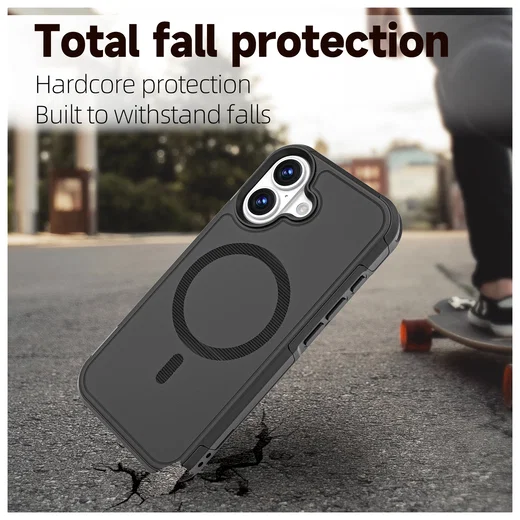 Apple iPhone 17 Hoesje Dual-Layer Hybride Back Cover met MagSafe Zwart afbeelding 5