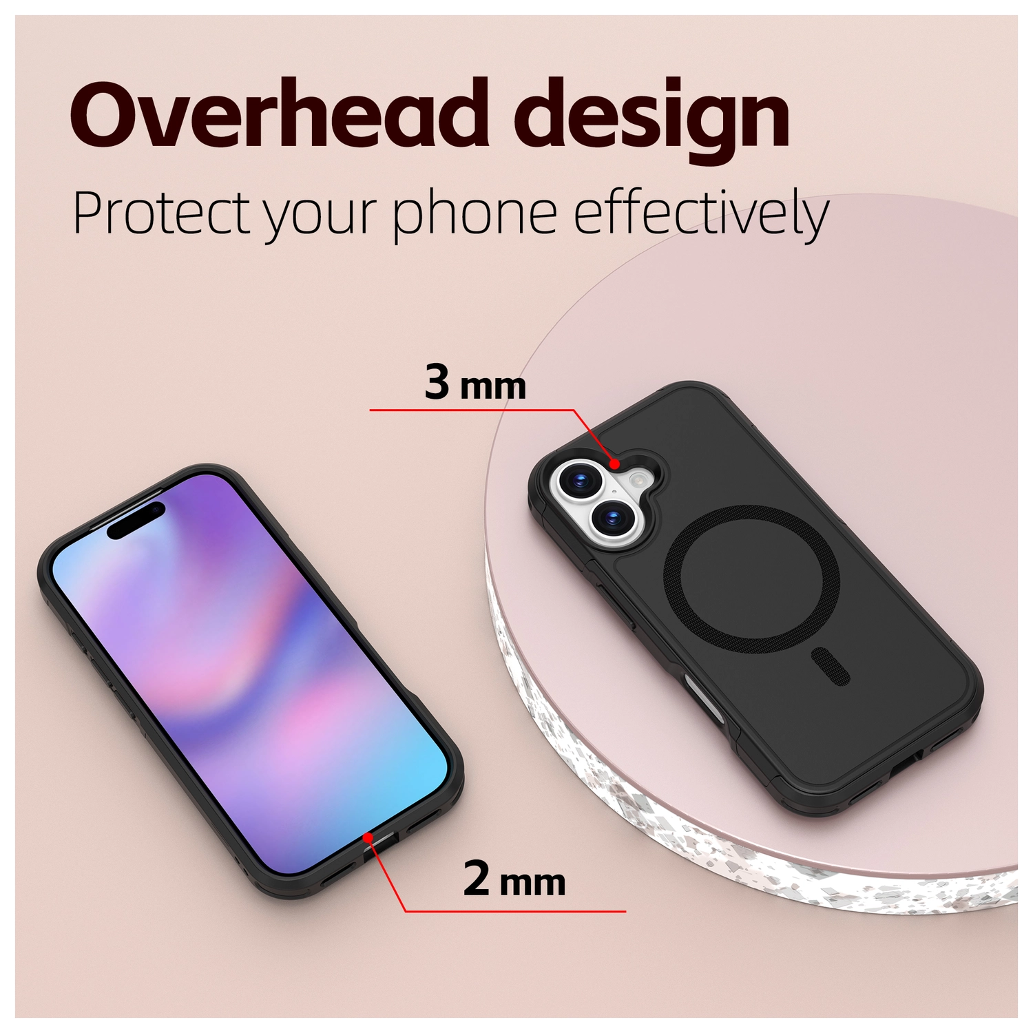 Apple iPhone 17 Hoesje Dual-Layer Hybride Back Cover met MagSafe Zwart afbeelding 8