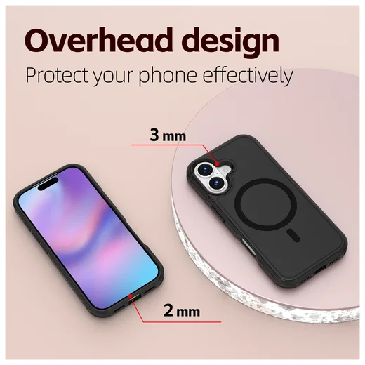 Apple iPhone 17 Hoesje Dual-Layer Hybride Back Cover met MagSafe Zwart afbeelding 8