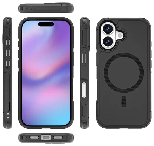 Apple iPhone 17 Hoesje Dual-Layer Hybride Back Cover met MagSafe Zwart afbeelding 10