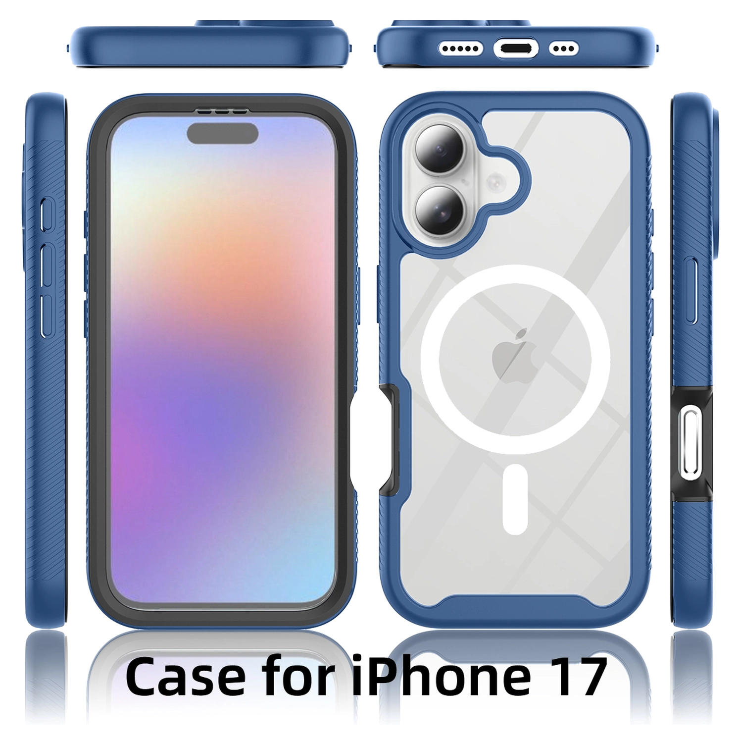 Apple iPhone 17 Hoesje Full Protect 360° Cover met MagSafe Blauw afbeelding 8