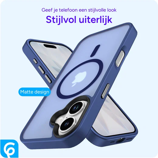 Apple iPhone 17 Hoesje met MagSafe Back Cover Matte Donker Blauw afbeelding 2