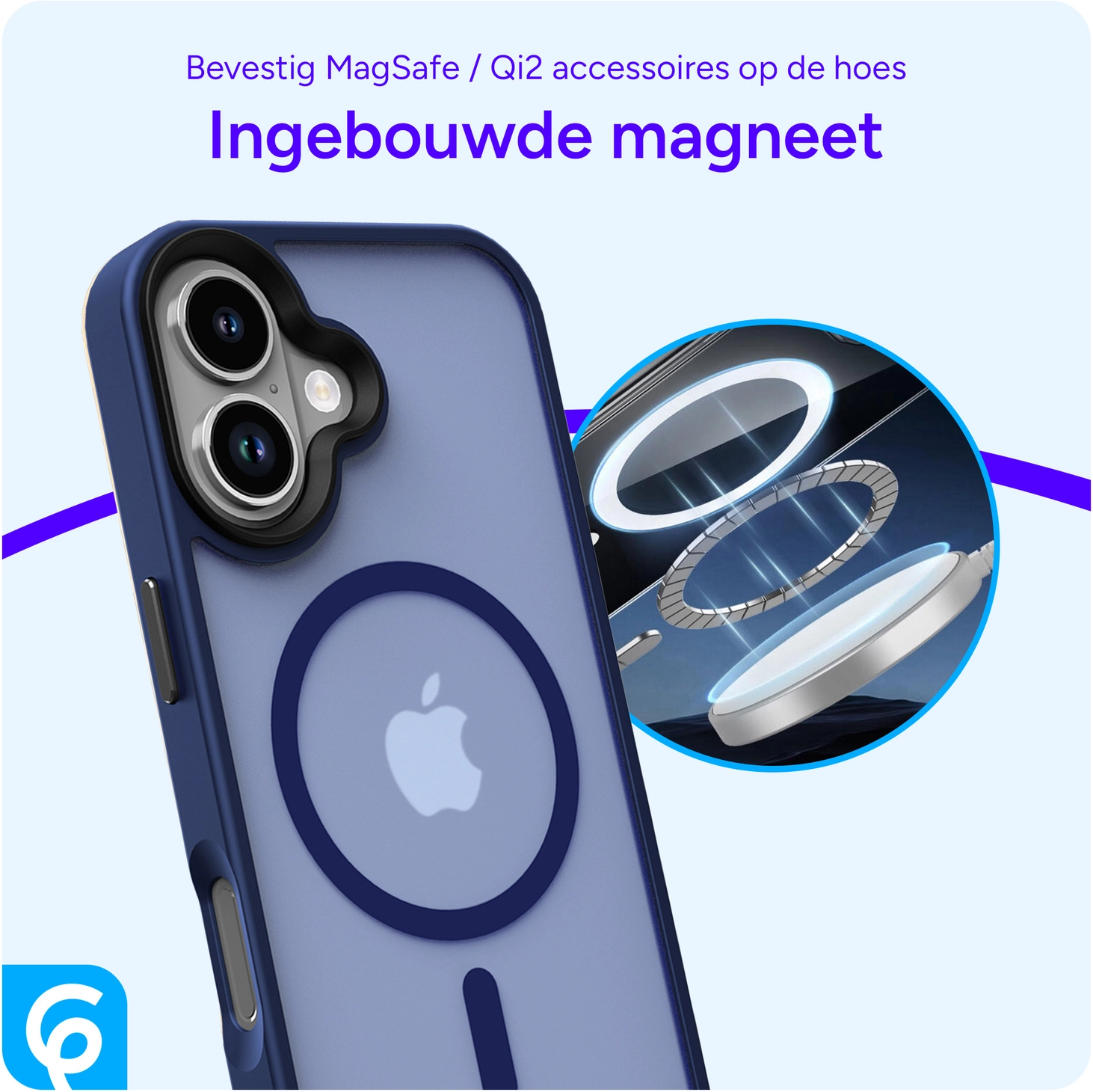 Apple iPhone 17 Hoesje met MagSafe Back Cover Matte Donker Blauw afbeelding 4
