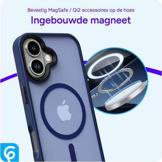 Apple iPhone 17 Hoesje met MagSafe Back Cover Matte Donker Blauw afbeelding 4